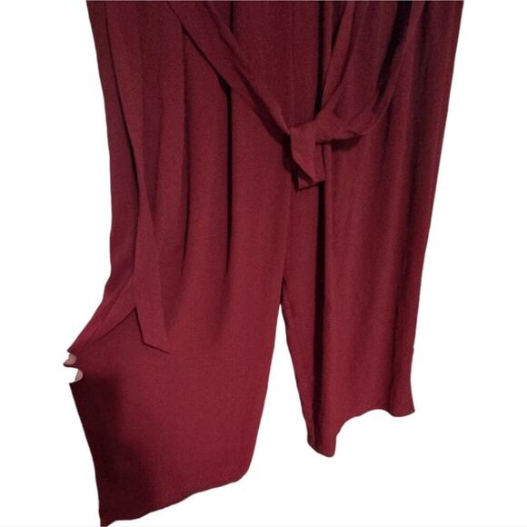 London Times Women's Pleat Neck Rhododendron Wide Leg Jumpsuit Plus Size 22W New - Picture 7 of 13